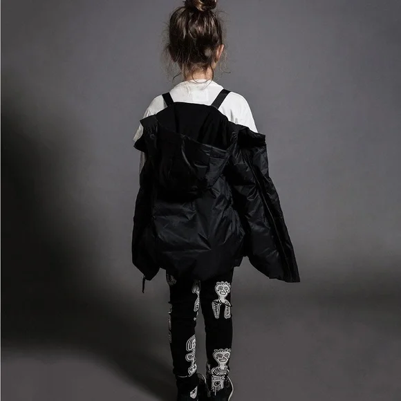 Nununu Kids The Biker Down Puffer Vest with Zipper Accents in Black